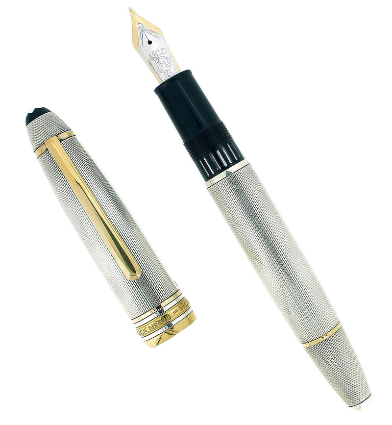 CIRCA 1985 MONTBLANC MEISTERSTUCK N°146 STERLING BARLEY OVERLAY 18K BROAD NIB FOUNTAIN PEN OFFERED BY ANTIQUE DIGGER