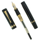 1987 PARKER 1ST YEAR DUOFOLD CENTENNIAL JET BLACK 18K BROAD NIB FOUNTAIN PEN OFFERED BY ANTIQUE DIGGER