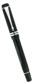 1989 DUOFOLD INTERNATIONAL BLACK W/PLATINUM TRIM 18K MEDIUM NIB FOUNTAIN PEN MINT OFFERED BY ANTIQUE DIGGER