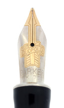 1989 DUOFOLD INTERNATIONAL BLACK W/PLATINUM TRIM 18K MEDIUM NIB FOUNTAIN PEN MINT OFFERED BY ANTIQUE DIGGER