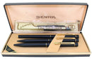C1989 SHEAFFER TARGA MATTE BLACK SLIMLINE FOUNTAIN PEN PENCIL BALLPOINT PEN 3-PIECE SET