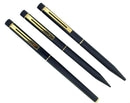 C1989 SHEAFFER TARGA MATTE BLACK SLIMLINE FOUNTAIN PEN PENCIL BALLPOINT PEN 3-PIECE SET
