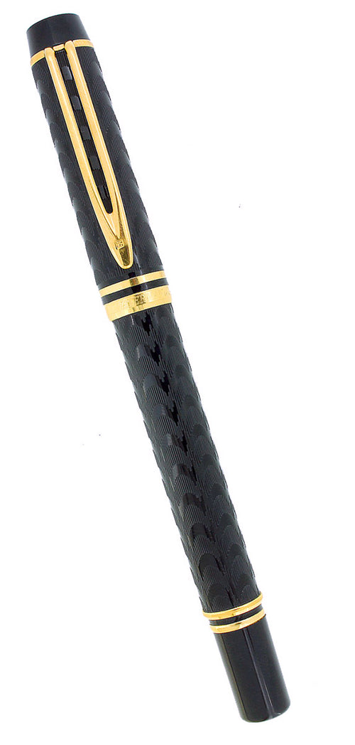 C1989 WATERMAN LE MAN 100 OPERA BLACK CHASED FACTORY DOUBLE BROAD 18K