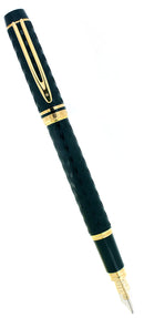 C1989 WATERMAN LE MAN 100 OPERA BLACK CHASED FACTORY DOUBLE BROAD 18K NIB FOUNTAIN PEN OFFERED BY ANTIQUE DIGGER