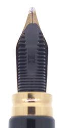 C1989 WATERMAN LE MAN 100 OPERA BLACK CHASED FACTORY DOUBLE BROAD 18K NIB FOUNTAIN PEN OFFERED BY ANTIQUE DIGGER