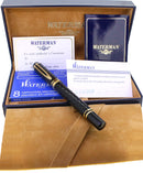 CIRCA 1989 WATERMAN LE MAN 100 OPERA BLACK CHASED FOUNTAIN PEN WITH BOX AND PAPERS FINE NIB OFFERED BY ANTIQUE DIGGER