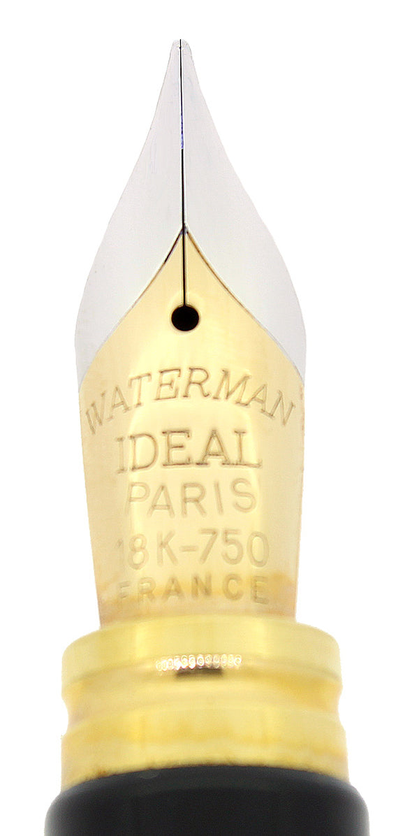 CIRCA 1989 WATERMAN LE MAN 100 OPERA BLACK CHASED FOUNTAIN PEN WITH BO