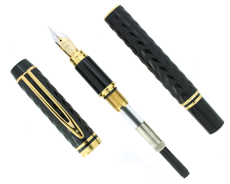 CIRCA 1989 WATERMAN LE MAN 100 OPERA BLACK CHASED FOUNTAIN PEN WITH BOX AND PAPERS FINE NIB OFFERED BY ANTIQUE DIGGER