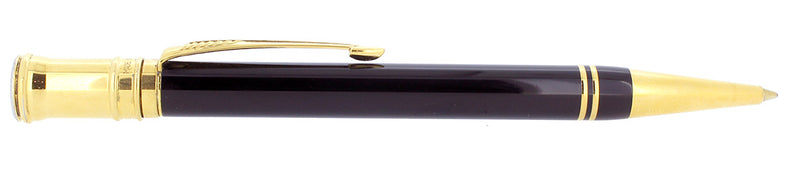 1990 PARKER DUOFOLD JET BLACK BALLPOINT PEN MADE IN UK TAGGED OFFERED BY ANTIQUE DIGGER