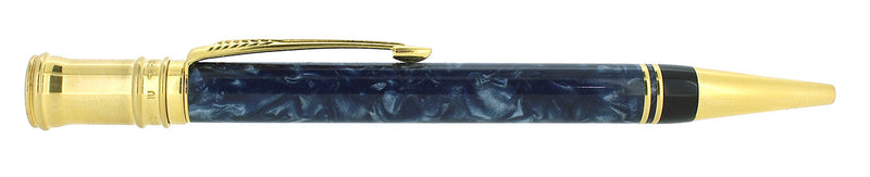 1991 PARKER DUOFOLD MARBLED BLUE BALLPOINT PEN MADE IN U.S.A. OFFERED BY ANTIQUE DIGGER
