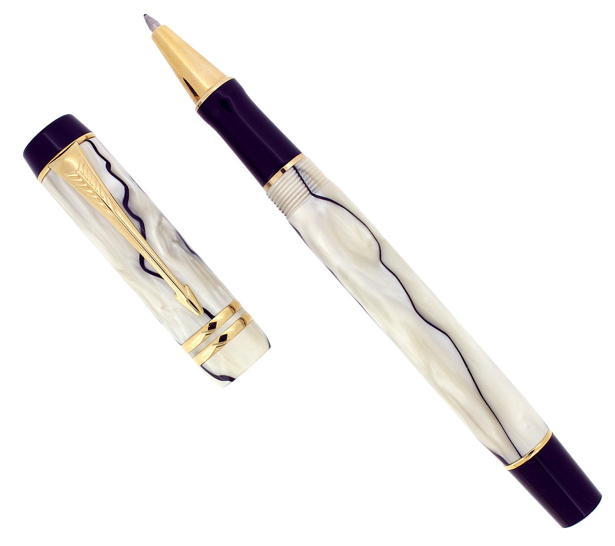 Parker パーカー　Duofold Collectors Box　1991 1991 PARKER DUOFOLD BLACK & PEARL ROLLERBALL PEN MADE IN FRANCE
