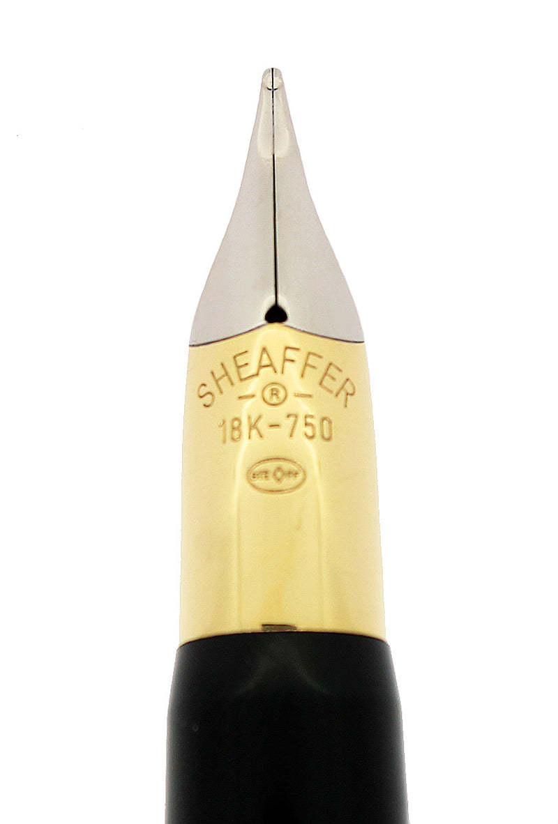 C1992 SHEAFFER CREST GOLD/BLACK LAQUE 18K B NIB FOUNTAIN PEN NEVER INKED OFFERED BY ANTIQUE DIGGER