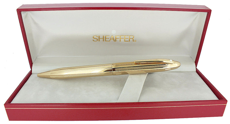 C1992 SHEAFFER CREST 23K GOLD PLATED TWIST ACTIVATED BALLPOINT PEN NEW OLD STOCK OFFERED BY ANTIQUE DIGGER