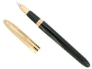 C1992 SHEAFFER CREST GOLD/BLACK LAQUE 18K FINE NIB FOUNTAIN PEN NEVER INKED