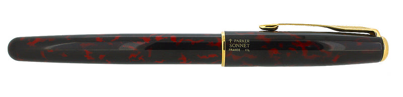 1993 PARKER SONNET LAQUE AUTUM RED W/18K MED NIB FOUNTAIN PEN NEVER INKED OFFERED BY ANTIQUE DIGGER