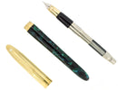 C1996 SHEAFFER CREST OPALITE GREEN GOLD CAP 18K F NIB FOUNTAIN PEN NEVER INKED OFFERED BY ANTIQUE DIGGER