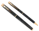 C1994 SHEAFFER TARGA LAQUE MARBLE GRAY RONCE FOUNTAIN PEN & BALLPOINT SET MINT OFFERED BY ANTIQUE DIGGER