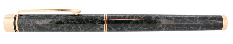 C1994 SHEAFFER TARGA LAQUE MARBLE GRAY RONCE FOUNTAIN PEN & BALLPOINT SET MINT OFFERED BY ANTIQUE DIGGER