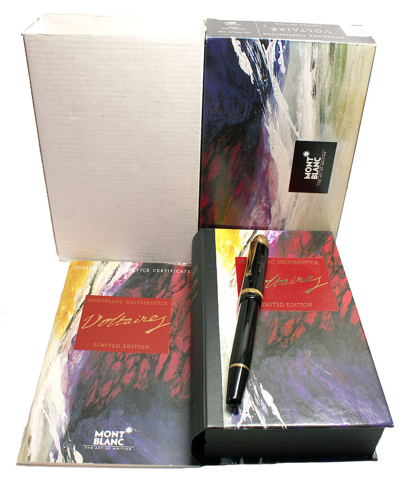 MONTBLANC VOLTAIRE WRITERS EDITION MEISTERSTUCK FOUNTAIN PEN W/BOX & PAPER OFFERED BY ANTIQUE DIGGERS