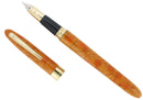 C1996 SHEAFFER CREST CADMIUM YELLOW 18K F NIB FOUNTAIN PEN NEVER INKED OFFERED BY ANTIQUE DIGGER