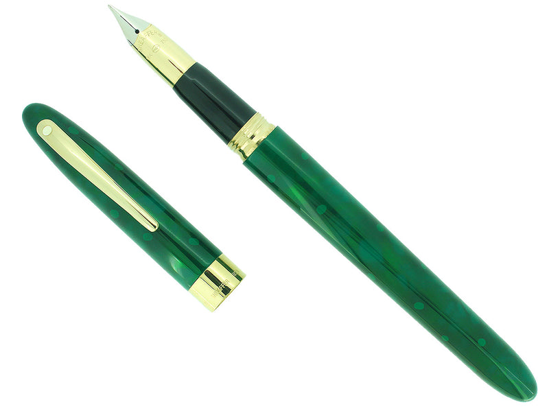 C1996 SHEAFFER CREST EMERALD GREEN LAQUE 18K M NIB FOUNTAIN PEN NEVER INKED OFFERED BY ANTIQUE DIGGER