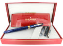 C1996 SHEAFFER CREST ULTRAMARINE BLUE LAQUE 18K F NIB FOUNTAIN PEN NEVER INKED OFFERED BY ANTIQUE DIGGER