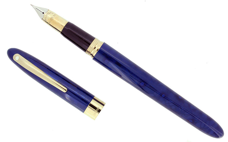 C1996 SHEAFFER CREST ULTRAMARINE BLUE LAQUE 18K F NIB FOUNTAIN PEN NEVER INKED OFFERED BY ANTIQUE DIGGER