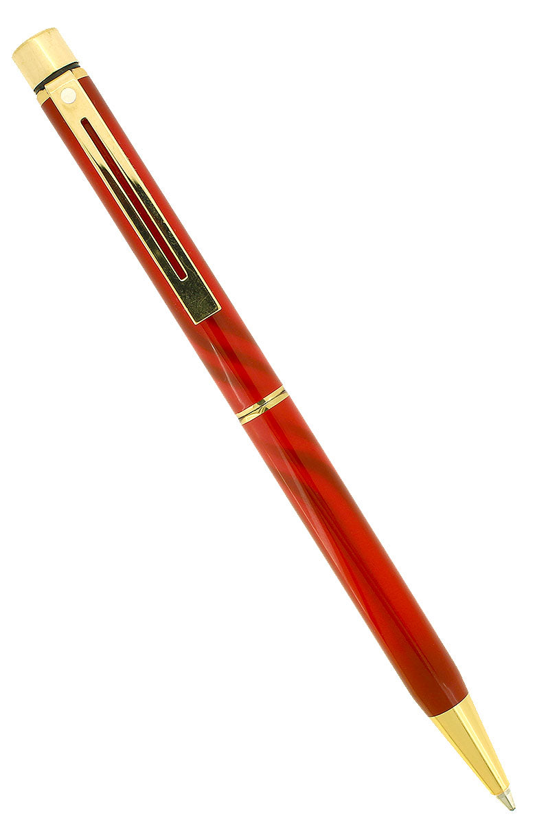 CIRCA 1996 SHEAFFER TARGA FLAME RED SWIRL BALLPOINT PEN MINT SCARCE COLOR OFFERED BY ANTIQUE DIGGER