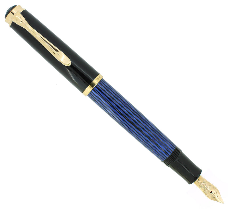 MINT CIRCA 1997 PELIKAN M400 (OLD STYLE) BLUE STRIPED FOUNTAIN PEN NEVER INKED OFFERED BY ANTIQUE DIGGER