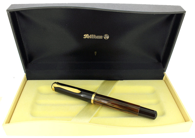 PELIKAN M400 OLD STYLE TORTOISE BROWN STRIPED 14K EF NIB FOUNTAIN PEN MINT OFFERED BY ANTIQUE DIGGER