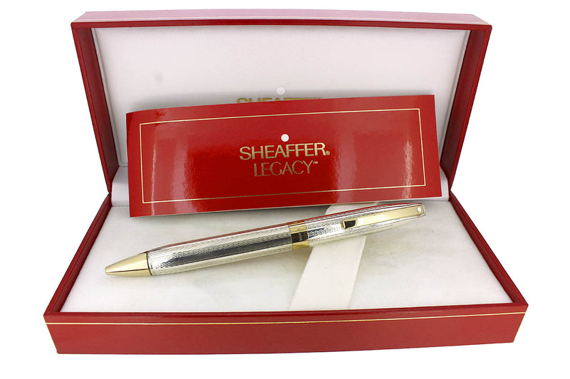 CIRCA 1997 STERLING SHEAFFER LEGACY BALLPOINT PEN BARLEYCORN PATTERN MINT OFFERED BY ANTIQUE DIGGER