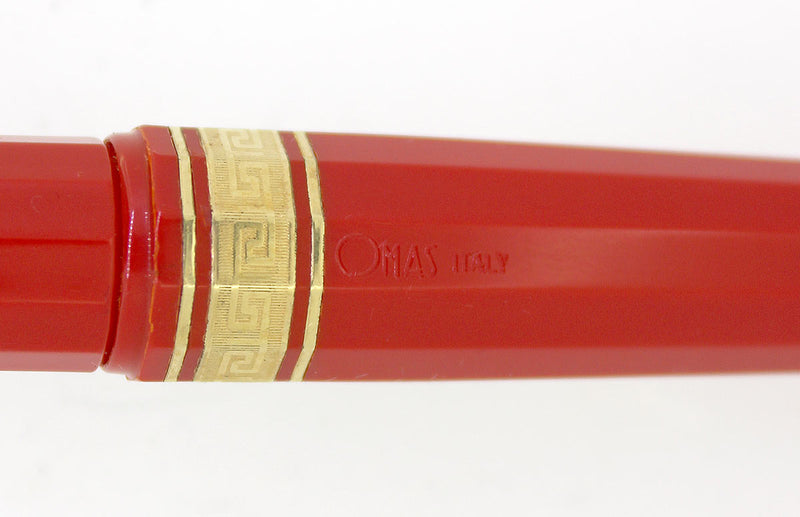 C1998 OMAS MILORD RED 12 SIDED FACETED FOUNTAIN PEN IN BOX NEW OLD STOCK NEVER INKED OFFERED BY ANTIQUE DIGGER