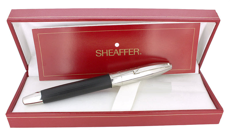 1999 SHEAFFER LEGACY 2 LINEAR BLACK & PALLADIUM 18K MED NIB FOUNTAIN PEN NEVER INKED OFFERED BY ANTIQUE DIGGER