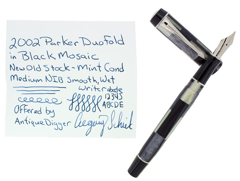 2002 PARKER DUOFOLD INTERNATIONAL BLACK MOSAIC FOUNTAIN PEN 18K NIB NEW IN BOX OFFERED BY ANTIQUE DIGGER