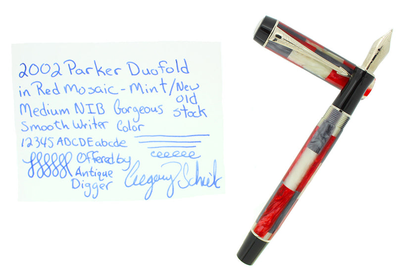2002 PARKER DUOFOLD INTERNATIONAL RED MOSAIC FOUNTAIN PEN 18K NIB NEW IN BOX OFFERED BY ANTIQUE DIGGER