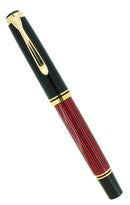 2010 PELIKAN M800 SOUVERAN 18C FINE NIB RED STRIPE FOUNTAIN PEN NEAR MINT W/BOX OFFERED BY ANTIQUE DIGGER