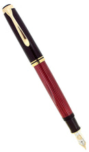2010 PELIKAN M800 SOUVERAN 18C FINE NIB RED STRIPE FOUNTAIN PEN NEAR MINT W/BOX OFFERED BY ANTIQUE DIGGER