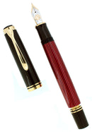 2010 PELIKAN M800 SOUVERAN 18C FINE NIB RED STRIPE FOUNTAIN PEN NEAR MINT W/BOX OFFERED BY ANTIQUE DIGGER