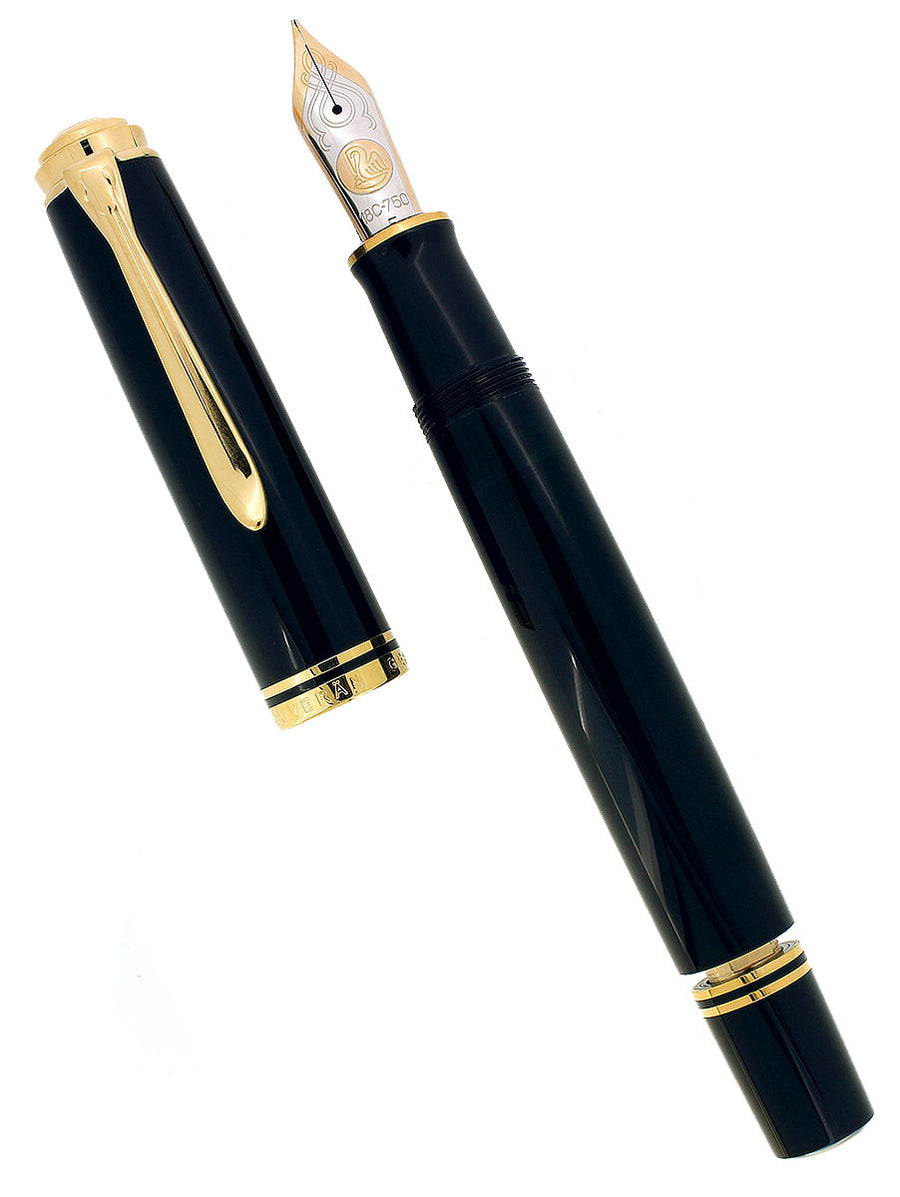 2022 PELIKAN M1000 SOUVERAN GOLD TRIM 18C F-BBB 2.03MM FLEX NIB BLACK