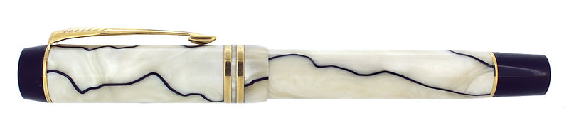 2006 PARKER DUOFOLD CENTENNIAL BLACK & PEARL 18K STUB SPADE NIB FOUNTAIN PEN OFFERED BY ANTIQUE DIGGER