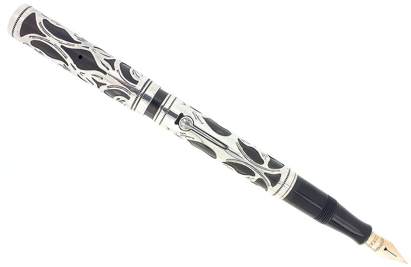C1915 WATERMAN 414 PSF STERLING TREFOIL ART NOUVEAU FOUNTAIN PEN RESTORED OFFERED BY ANTIQUE DIGGER