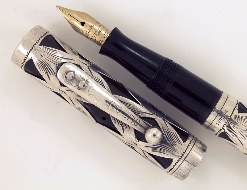 WATERMAN 452 STERLING OVERLAY FOUNTAIN PEN F to BBB 2.75mm FLEX NIB RESTORED OFFERED BY ANTIQUE DIGGER
