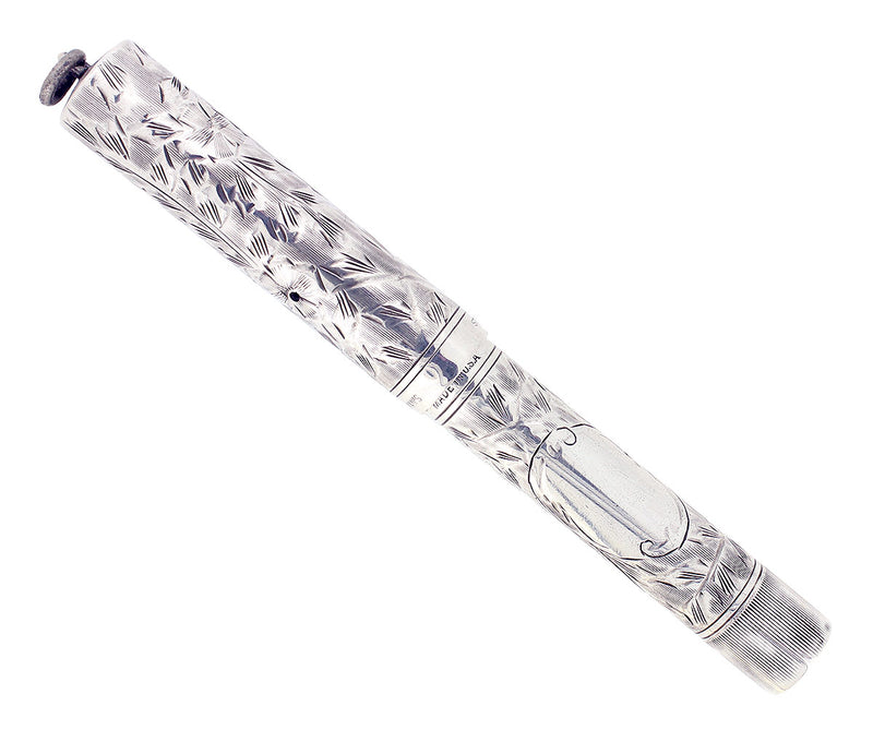 C1924 WATERMAN STERLING HAND ENGRAVED VINE 452 1/2V FOUNTAIN PEN RESTORED OFFERED BY ANTIQUE DIGGER