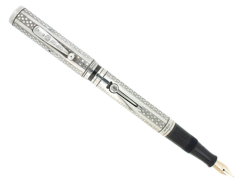 1920S WATERMAN 452 STERLING GOTHIC OVERLAY FOUNTAIN PEN F-BBB FLEX NIB RESTORED OFFERED BY ANTIQUE DIGGER