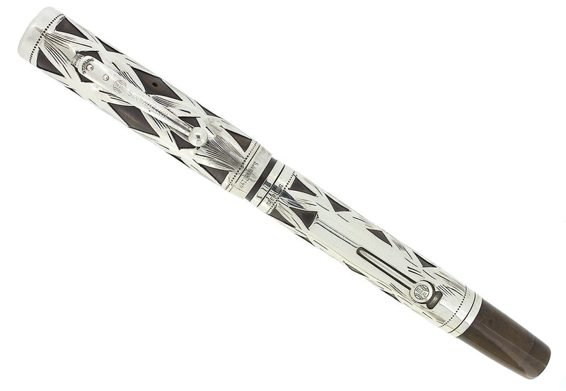 1920S WATERMAN 452 STERLING BASKETWEAVE OVERLAY FOUNTAIN PEN XF-BB NIB RESTORED OFFERED BY ANTIQUE DIGGER