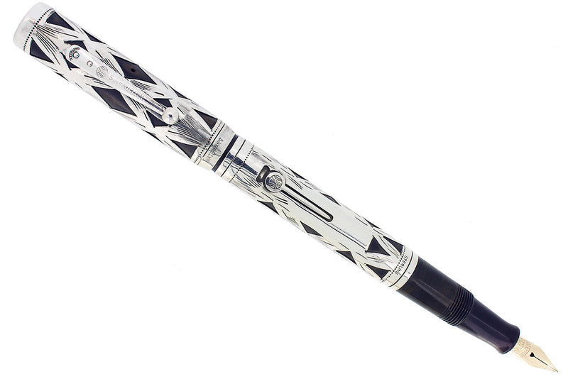 1920S WATERMAN 452 STERLING BASKETWEAVE OVERLAY FOUNTAIN PEN XF-BB NIB RESTORED OFFERED BY ANTIQUE DIGGER