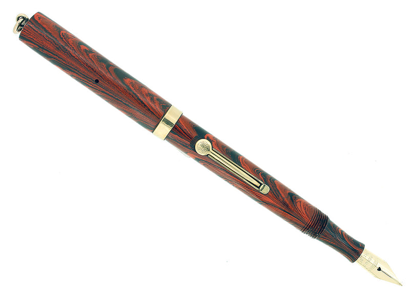 C1927 WATERMAN RED RIPPLE 52 1/2V F-BBB 2.04MM FLEX NIB FOUNTAIN PEN RESTORED OFFERED BY ANTIQUE DIGGER