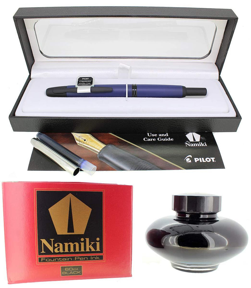 PILOT NAMIKI VANISHING POINT MATTE BLUE WITH BLACK TRIM 18K NIB FOUNTAIN PEN OFFERED BY ANTIQUE DIGGER