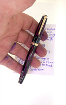 1943 PARKER SENIOR DUSTY ROSE STRIPED DUOFOLD BLUE DIAMOND FOUNTAIN PEN RESTORED