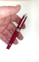 AURORA 85TH ANNIVERSARY LIMITED EDITION STERLING SILVER & RED MARBLED ROLLERBALL PEN